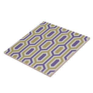 Modern geometrisk lavendel- och guldsmyckad dekora kakelplatta