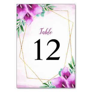 Modern Geometrisk Lila Calla Lily Bröllop Bordsnummer