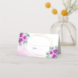 Modern Geometrisk Lila Calla Lily Bröllop Placeringskort