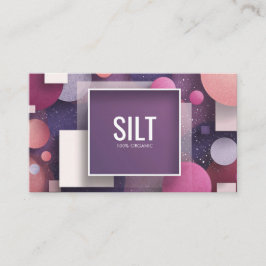 Modern Geometrisk Lila Rosa Glitter Cirkel Fyrkant Visitkort