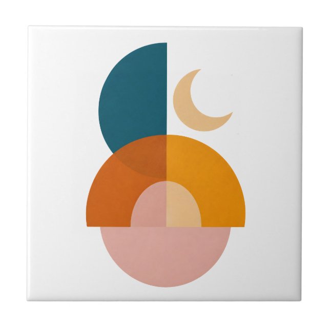 Modern geometrisk mån abstrakt konst kakelplatta (Framsidan)