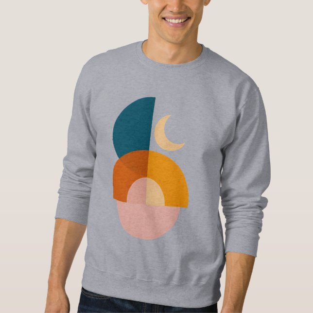 Modern geometrisk mån abstrakt konst lång ärmad tröja (Framsida)