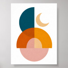 Modern geometrisk mån abstrakt konst poster