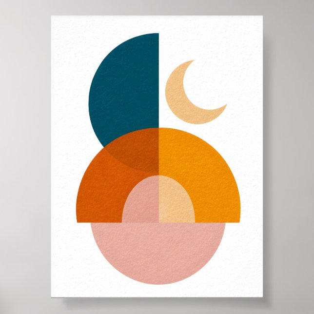 Modern geometrisk mån abstrakt konst poster (Framsidan)