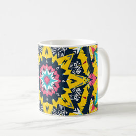 Modern geometrisk mandala gult marinen mönster kaffemugg