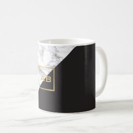 Modern geometrisk marble/Black Monogram-Logotyp Kaffemugg