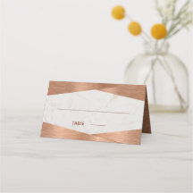 Modern Geometrisk Marmor Koppar Kalligrafi Bröllop