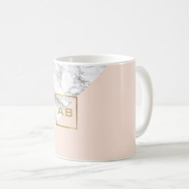 Modern geometrisk marmor/Rosa Monogram-Logotyp Kaffemugg