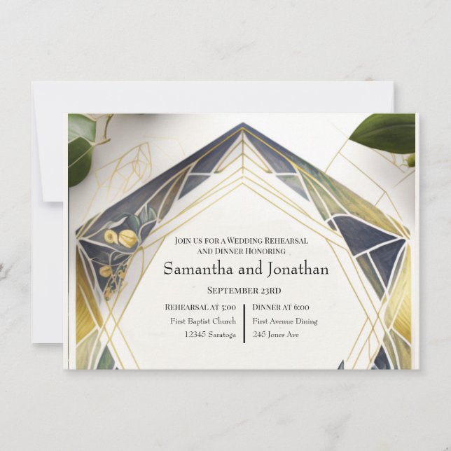 Modern geometrisk med små blommor repetition inbjudningar (Framsida)