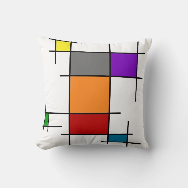 Modern geometrisk Mondrian-färgblock kastkudde Kudde (Framsida)
