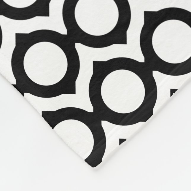 Modern geometrisk monogram svart vit fleecefilt (Hörn)