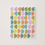 Modern geometrisk Mönster i Cute Vår Färg Pussel<br><div class="desc">Den här söt geometriska mönster har färglösa halvcirklar i en söt vår palett av grönt,  lilac,  lavender,  teal och löv.</div>