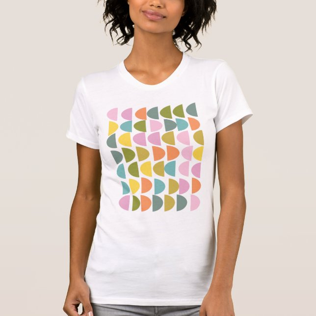 Modern geometrisk Mönster i Cute Vår Färg T Shirt (Framsida)