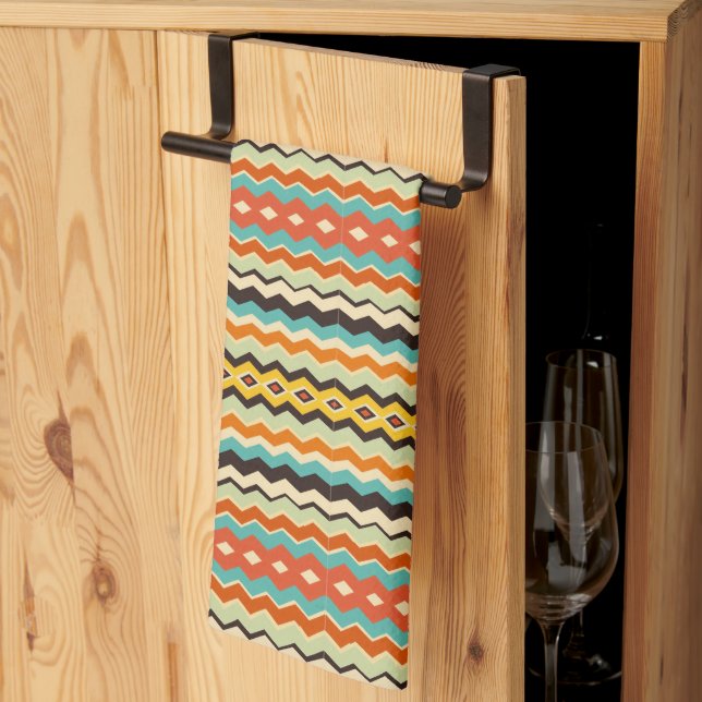 modern geometrisk mönster med chevron kökshandduk (Thirds Fold)