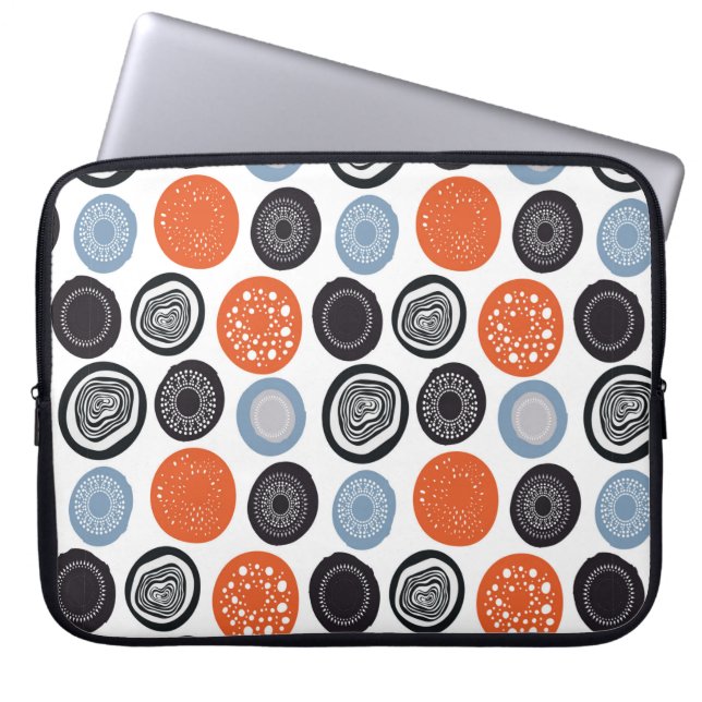 Modern geometrisk mönster med ritade cirklar laptop fodral (Framsidan)
