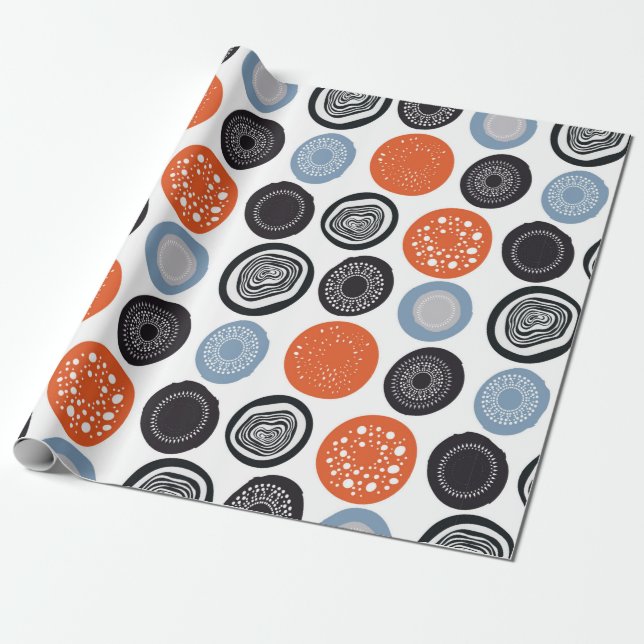 Modern geometrisk mönster med ritade cirklar presentpapper (Utrullad)