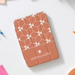 Modern geometrisk mönster med stjärnmonogram iPad mini skydd<br><div class="desc">Brunt och vitt trendig,  geometriskt mönster med lite stjärnor. Anpassa det med ditt namn. Om du vill anpassa den ytterligare klickar du bara på Anpassa den här knappen. I designområdet kan du också ändra typsnitt eller färg om du vill.</div>