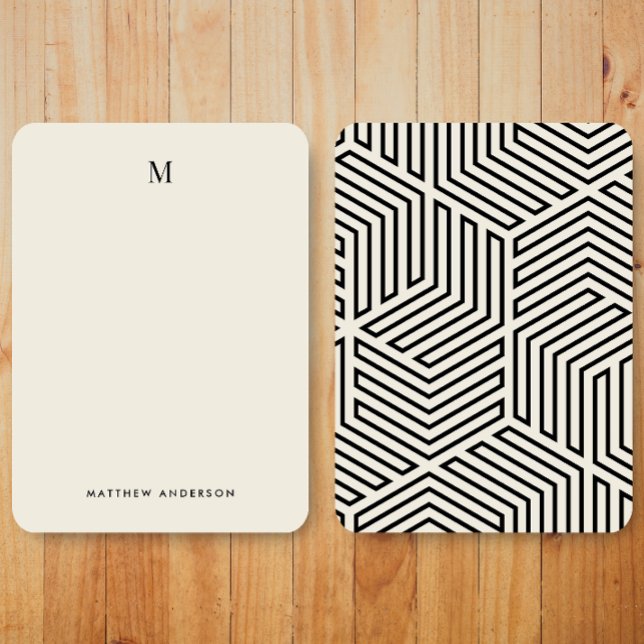 Modern geometrisk mönster monogram brevpapper anteckningskort (Skapare uppladdad)