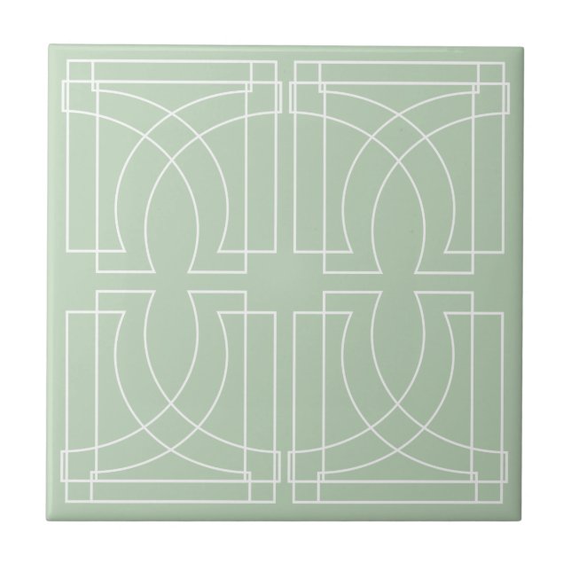 Modern geometrisk mönster Salvia grön Kakelplatta (Framsidan)