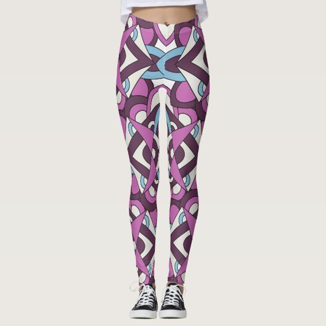 Modern geometrisk mosaik – Abstrakt färgmönster Leggings (Framsida)