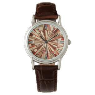 Modern geometrisk Mosaik, Brown och Beige Armbandsur