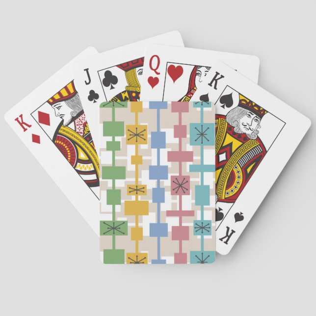 Modern geometrisk multifärgad 1 i mitten av århund casinokort (Baksidan)