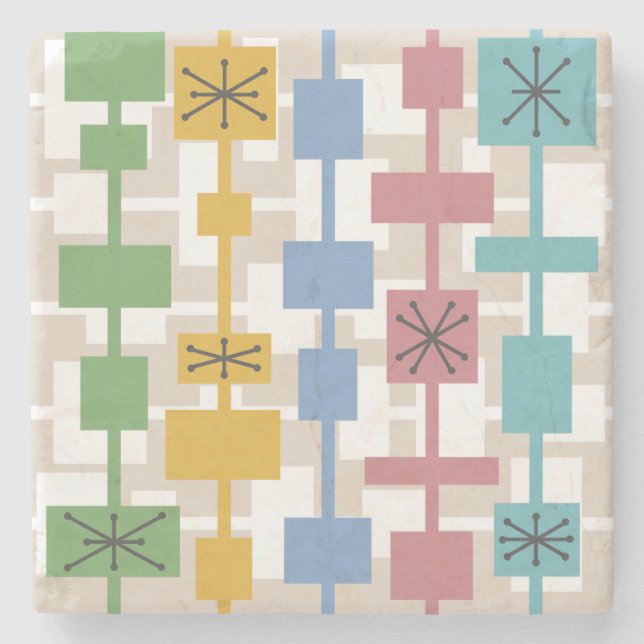 Modern geometrisk multifärgad 1 i mitten av århund stenunderlägg (Framsidan)