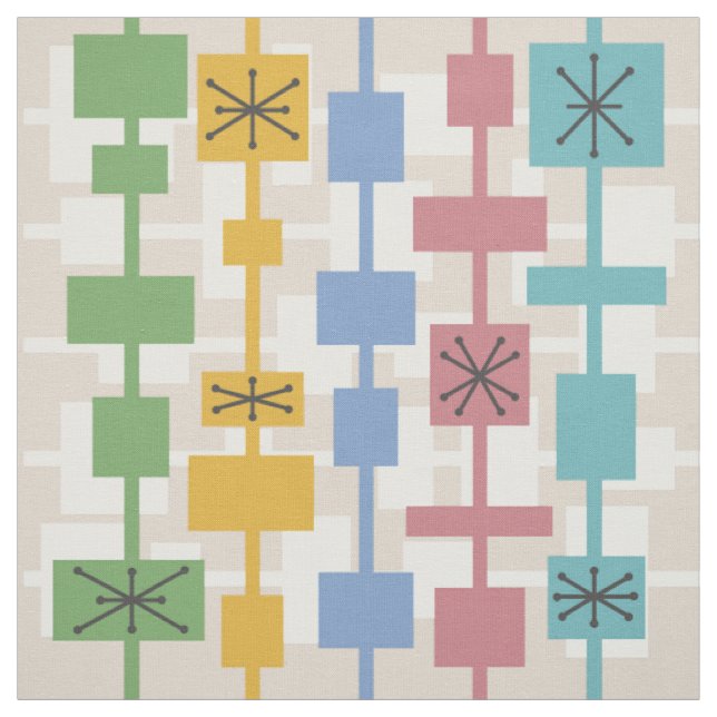Modern geometrisk multifärgad 1 i mitten av århund tyg (Provkarta)
