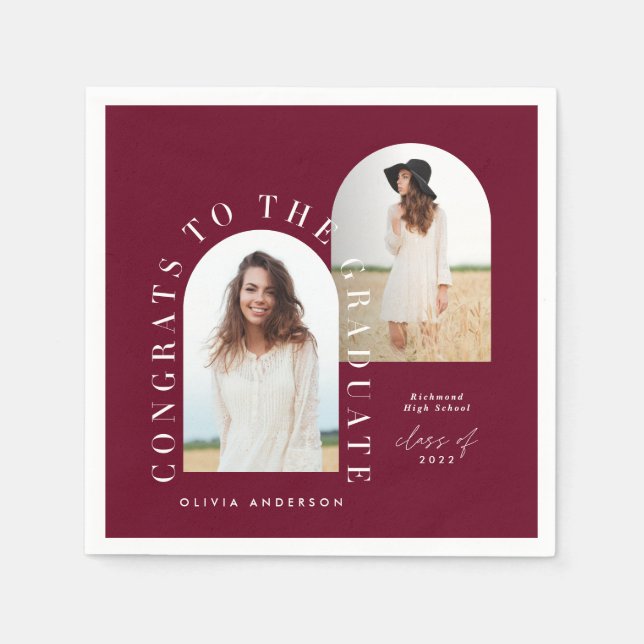 Modern geometrisk multifotomarch studenten napki pappersservett (Framsidan)