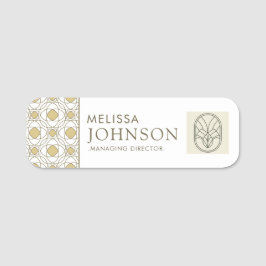 Modern geometrisk namn skylt för anställda i guld namnbricka