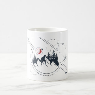Modern geometrisk natur bergen Äventyr Kaffemugg