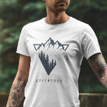 Modern geometrisk natur bergen Äventyr T Shirt<br><div class="desc">Geometrisk grafik för coolans hipster med trekantiga former av bergsområde och skog.</div>