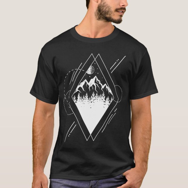 Modern geometrisk natur skog utomhus t shirt (Framsida)