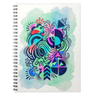 Modern geometrisk neon akvarell abstrakt konst anteckningsbok