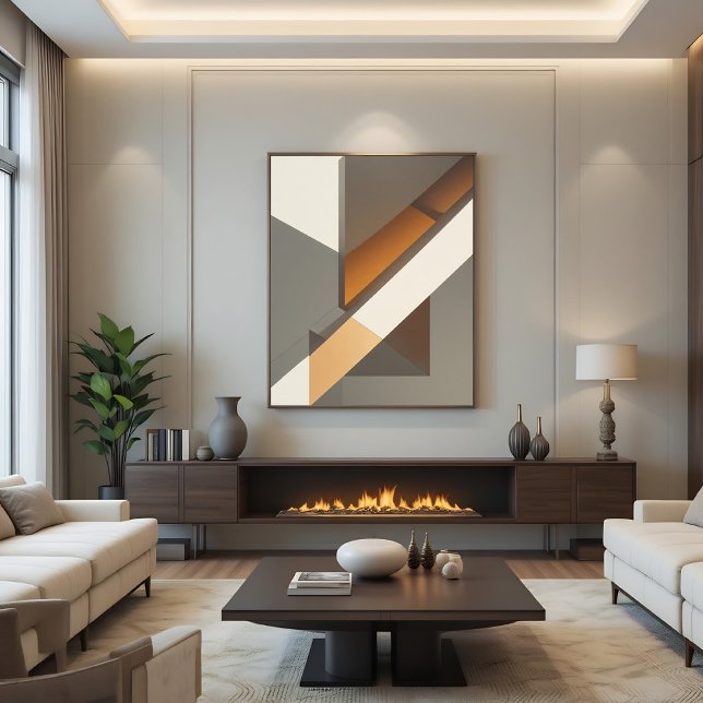 Modern geometrisk neutral jordtoner canvastryck (Skapare uppladdad)
