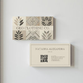 Modern geometrisk Neutralt Earthy Löv Visitkort