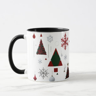 Modern geometrisk och traditionell julcollage mugg