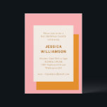 Modern geometrisk Orange för Rosa i Bat mitzvah Pa Inbjudningar<br><div class="desc">Modern inbjudan till Bat mitzvah partier med geometrisk fetstil i Snyggt inom Rosa och Orange</div>