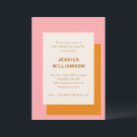 Modern geometrisk Orange för Rosa i Bat mitzvah Pa Inbjudningar<br><div class="desc">Modern inbjudan till Bat mitzvah partier med geometrisk fetstil i Snyggt inom Rosa och Orange</div>