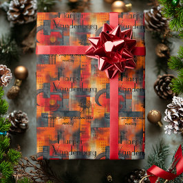 Modern geometrisk Orange Hues och Personlig Text Presentpapper