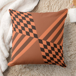Modern geometrisk Orange Rand Diamond-Checkers Kudde