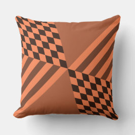 Modern geometrisk Orange Rand Diamond-Checkers Kudde
