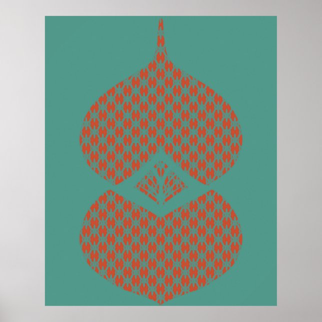 Modern geometrisk Orange-turkos i mitten av århund Poster (Framsidan)