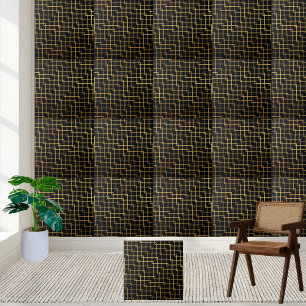 Modern Geometrisk panel för svart och Guld Kakelplatta