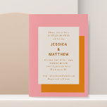 Modern geometrisk Par Rosa och Orange Inbjudningar<br><div class="desc">Inbjudan till Par i modern geometrisk fetstil för Rosa och Orange</div>