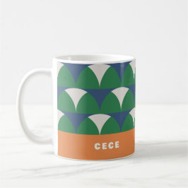 Modern geometrisk personlig för blå grönt kaffemugg
