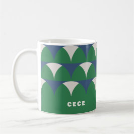 Modern geometrisk personlig för blå grönt kaffemugg