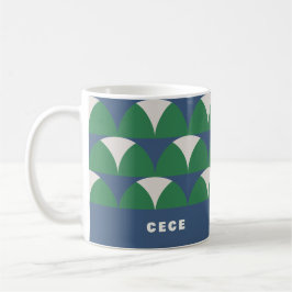 Modern geometrisk personlig för blå grönt kaffemugg