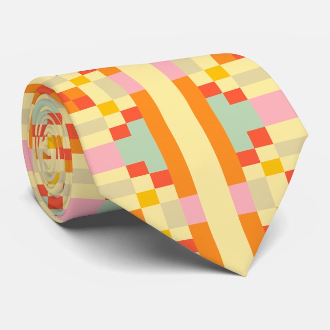 Modern geometrisk pixelart sömlöst mönster slips (Rullad)