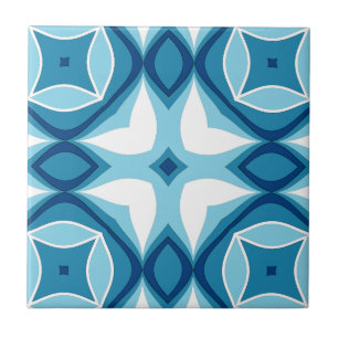 Modern geometrisk platta Mönster Denim Blue & Whit Kakelplatta